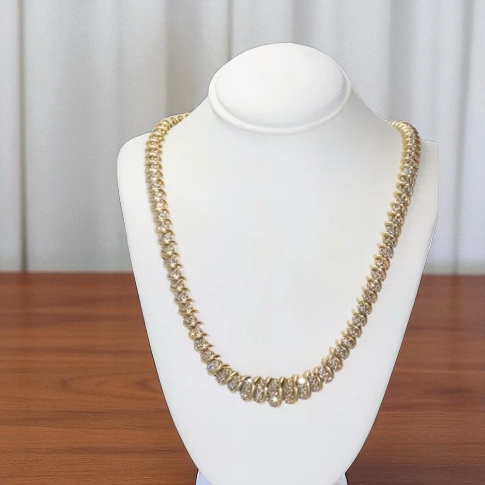 14K Yellow Gold 4.00 CT Diamond Tapered Tennis Necklace